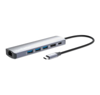 MANHATTAN Dokovací stanice USB-C 6v1, HDMI, USB-C PD 100W, 3xUSB-A 3.0, RJ45