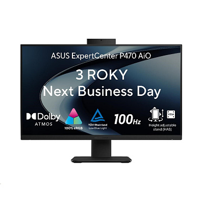 ASUS PC AiO ExpertCenter P470 (P470VAK-C7161TX), Core 7 240H, 27" 1920 x 1080, 16GB, 1TB SSD, Intel, W11 Pro, Black