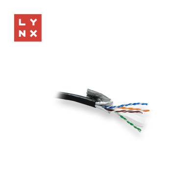 LYNX FTP kabel Cat6, PE (Fca), celoměděný, venkovní, černý, box 305m
