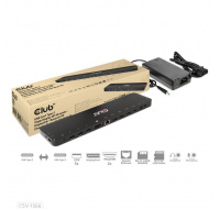 Club3D Dokovací stanice USB-C 12v1, 1xDP, 2xHDMI, 1xUSB-C, 5xUSB, 1xRJ45, 1x3.5mm, čtečka SD karet, černá