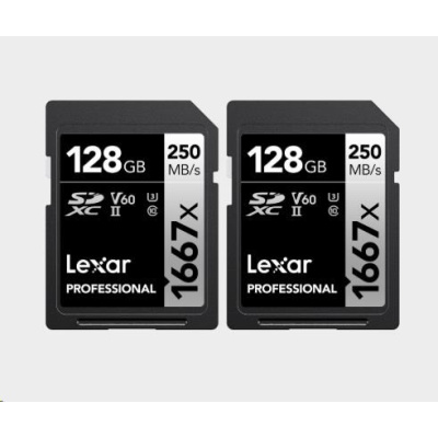 Lexar SDXC Pro 1667X UHS-II U3 R250/W120 (V60) 128G - 2pack