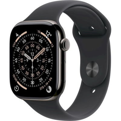 Apple Watch Series 11 GPS + Cellular 46mm Slate Titanium Case with Black Sport Band - M/L