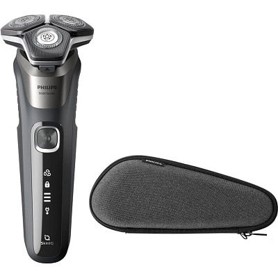 Philips Series 5000 Wet & Dry S5887/30 pánský elektrický holicí strojek, šedý, SkinIQ, 360° otočné hlavy,Power Adapt