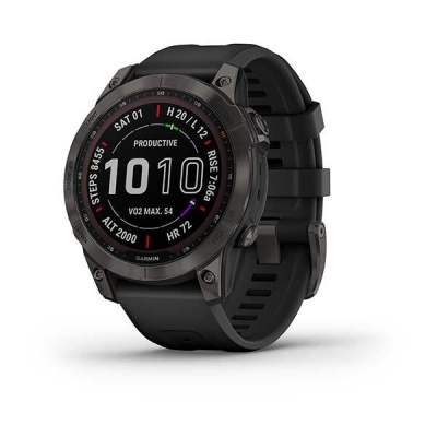 BAZAR - Garmin fenix 7 Sapphire Solar, Titan Black/ Black Silicone Band, EU - pouze hodinky, napájecí kabel