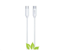 WG - Datový kabel Type-C (male) to Type-C (male) / 2m / 3A / cotton braided ECO / white