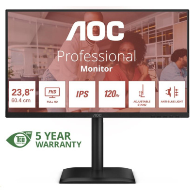 AOC MT 23,8" 24E4U - 1920x1080,IPS,120Hz,1xVGA,1xHDMI,1xDP,USBhub,Repro,Pivot
