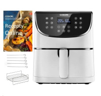 BAZAR Cosori CP158-AF PREMIUM –  5.5L horkovzdušná fritéza + 5x špíz a gril. rošt, white