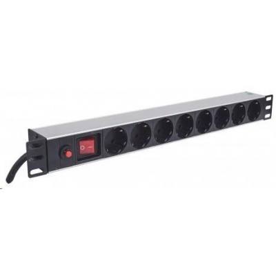 Intellinet 19" 1U Rackmount 8-Way Power Strip - German Type, rozvodný panel, 8x DE zásuvka, 3m kabel