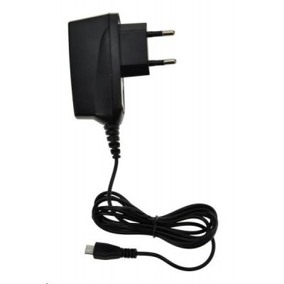 Solight USB nabíjecí adaptér, kabel microUSB, 1500mA, AC 230V, černý