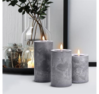 Solight sada LED svíček s časovačem, 3x svíčka, 10/13/15cm, šedá, 2xAA