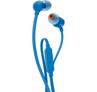 JBL T110 Black špuntová sluchátka, 3,5 mm jack, mikrofon, modrá