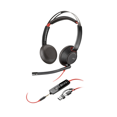Poly Blackwire 5220 náhlavní souprava, 3.5 mm jack + USB-C/A adaptér, stereo