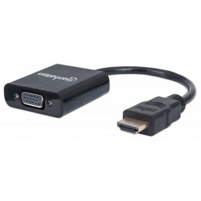 MANHATTAN převodník z HDMI na VGA (HDMI Male to VGA Female, black, Polybag)