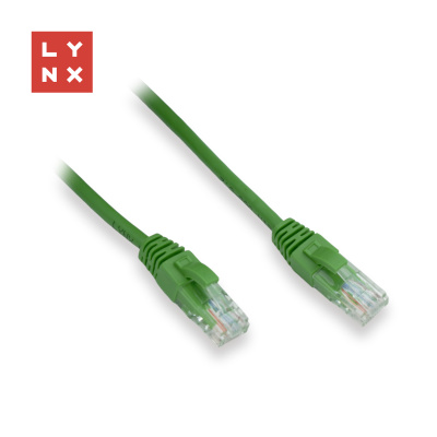 LYNX UTP patch kabel Cat5e, PVC, CCA, 0,1m, zelený (balení obsahuje 10ks)