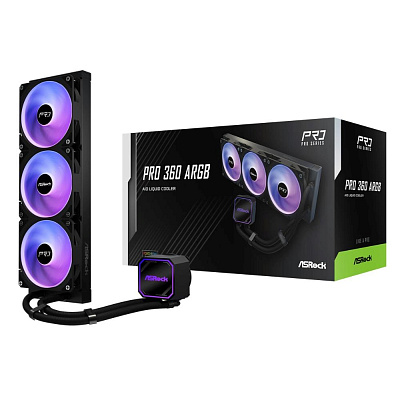 ASROCK Vodní chladič Pro 360 ARGB, 3x120mm, LGA1851, AM5, černá