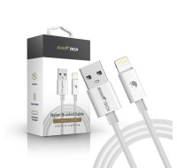 RhinoTech kabel s nylonovým opletem USB-C na Lightning 27W 1M bílá