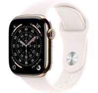 Apple Watch Series 11 GPS + Cellular 46mm Gold Titanium Case with Light Blush Sport Band - M/L