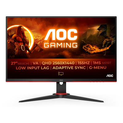 AOC MT VA LCD WLED 27" Q27G2E/BK - VA panel, 2560x1440, 1ms, 155Hz, 2xHDMI, DP