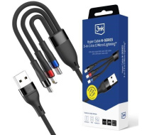 3mk kabel Hyper Cable N-SERIES A to C/Lightning/Micro 1.2m 9V/2A 18W QC3.0 Black