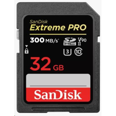 SanDisk SDHC karta 32GB Extreme PRO (300 MB/s, Class 10, UHS-II U3 V90)