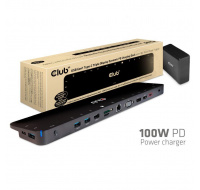 Club3D Dokovací stanice USB-C 14v1, 1xDP, 1xHDMI, 1xVGA, 2xUSB-C, 5xUSB, čtečka SD karet, 1xRJ45, černá