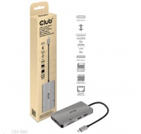 Club3D Dokovací stanice USB-C 8v1, 2xHDMI, 1xUSB-C, 1xUSB, čtečka SD karet, 1xRJ45, šedá