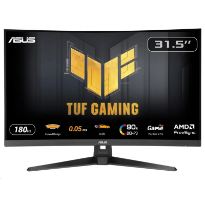 ASUS LCD TUF Gaming VG32WQ3B, 31.5" 2560x1440, 180Hz, 1ms, 350nits, Curved, FF, Repro, DP, HDMI, Audio, Vesa, Black