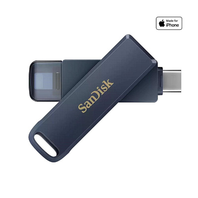 SanDisk Flash Disk 128GB Phone Drive USB-C, pro Iphone, modrá
