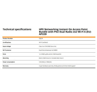 HPE Aruba Instant On Access Point AP22D Bundle with PSU Dual Radio 2x2 Wi-Fi 6 (EU) AP22D  (desktop or wallmount)